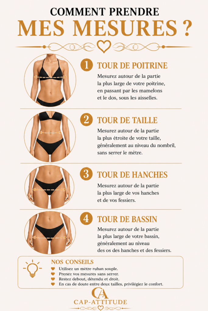 Comment prendre mes mesures pour les tailles femme cap-attitude ?