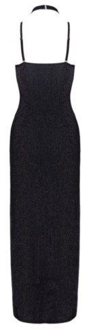 Longue robe fendue au décolletée plongeant et scintillante