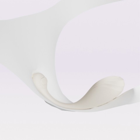 Vibromasseur portable connecté Deya de ZALO en coloris blanc ivoire avec double stimulation, accessoires interchangeables, télécommande Bluetooth et design ergonomique discret.
