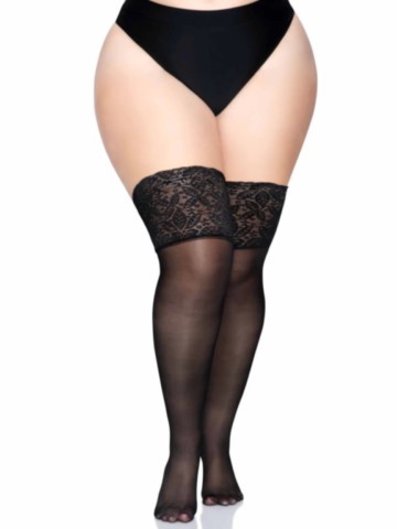 leg avenue 9750q Bas voile semi-transparent haute jarretière dentelle