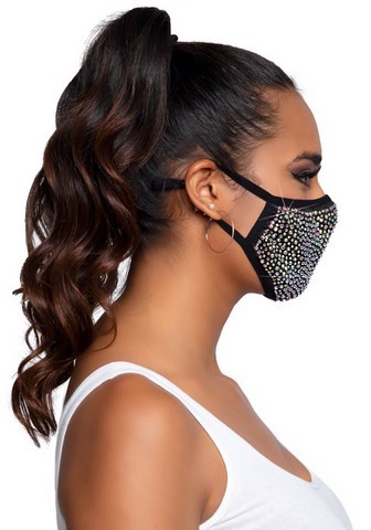 Masque couvre nez et bouche triangulaire à lanières ajustables avec strass de diverses tailles - Protection élégante