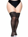 leg avenue 9750q Bas voile semi-transparent haute jarretière dentelle
